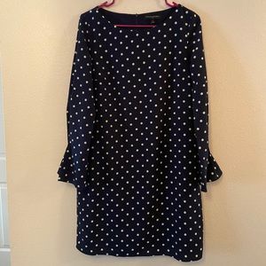 Navy Long Sleeve Polka Dot Dress
